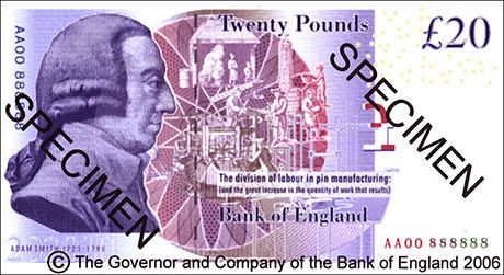 The new British 20 pound note